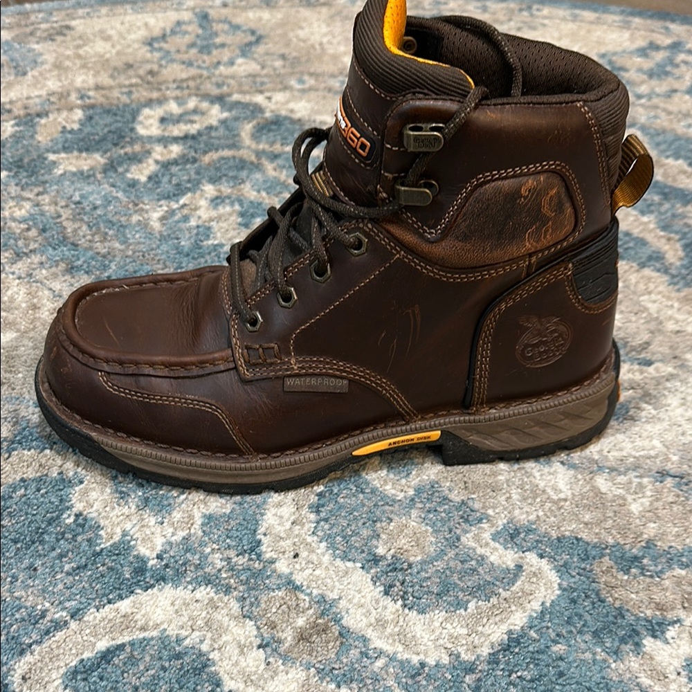 Georgia Boot Brown Leather Work Boots - Picture 2 of 13